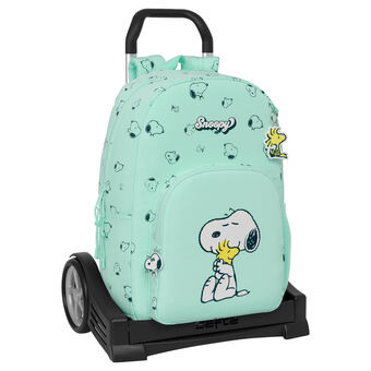 Skoleryggsekk med Hjul Snoopy Groovy Grønn 30 x 46 x 14 cm