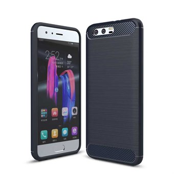 Fame Brushed Cover i Soft TPU og Carbon Fiber for Huawei Honor 9 - Navy Blue