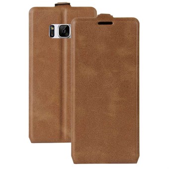 Flavour Flip Case i TPU og imitert skinn til Samsung Galaxy S8 - Brown