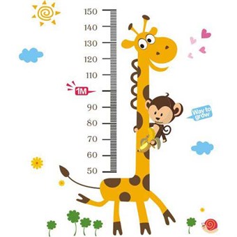 TipTop Wallstickers Gul Giraffe og Monkey