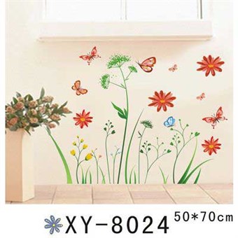 TipTop Wallstickers Blomstrende blomster og sommerfugler