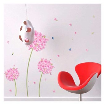 TipTop Wallstickers Pink Dandelion Transparent