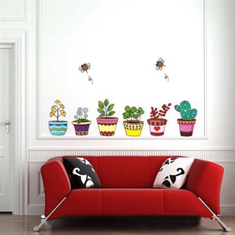 TipTop Wallstickers Colorized Pot Plant Blomster Design