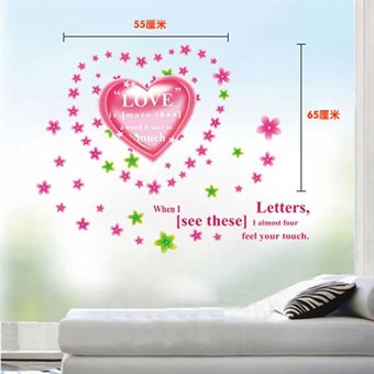 TipTop Wallstickers Pink Love Heart Flowers Pattern