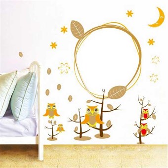 TipTop Wallstickers Lovely Tree & Owls Design Flyttbare PVC Dekaler Rom