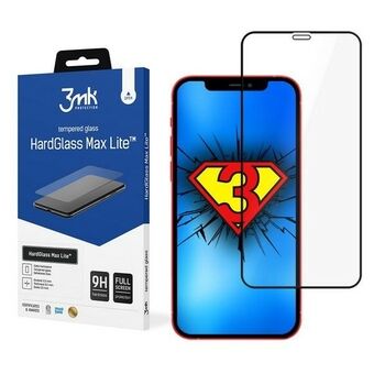 3MK HardGlass Max Lite for iPhone 12 Pro Max med 6,7 tommer, svart.