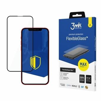 3MK FlexibleGlass Max iPhone 13/13 Pro 6,1" svart, Hybrideglass med forsterkede kanter.