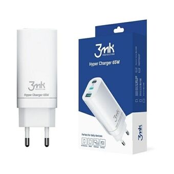 3MK HyperCharger 65W 2xUSB-C + 1xUSB-A ganske lader, GAN, PD+QC