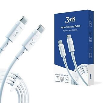 3MK HyperSilicone-kabel USB-C/USB-C, hvit, 1m, 60W, 3A