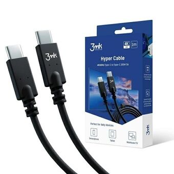 3MK Hyperkabel USB-C/USB-C 4K 60Hz kabel hvit 1m 100W