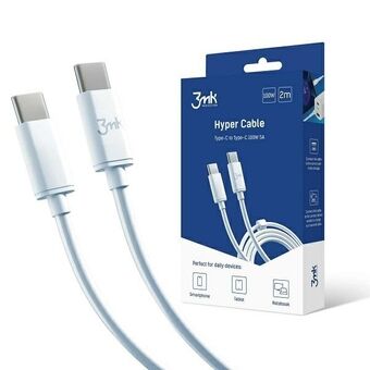 3MK Hyper-kabel USB-C/USB-C 2m 100W Kabel, hvit