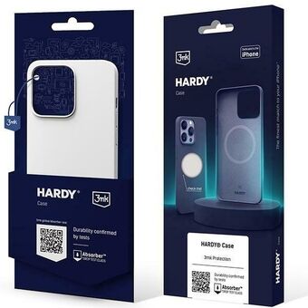 3MK Hardy-etui til iPhone 15 Pro 6.1" i sølv-hvitt, med MagSafe