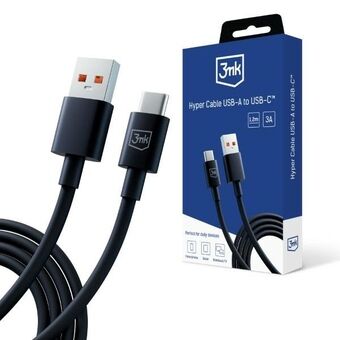 3MK Hyper Cable USB-A - USB-C 1.2m 5A Svart