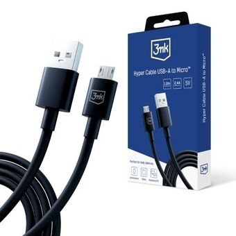 3MK Hyper Cable USB-A - Micro USB 1.2m 5V 2,4A Svart/Svart kabel