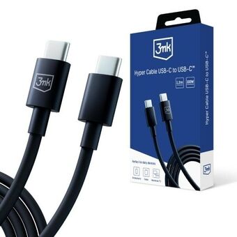 3MK Hyper-kabel USB-C - USB-C 100W 1,2m Svart/Kabel