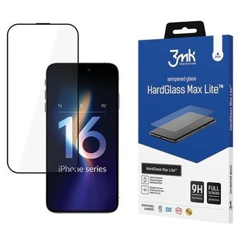 3MK HardGlass Max Lite iPhone 16 Pro 6.3 svart/black, Fullscreen Glass Lite