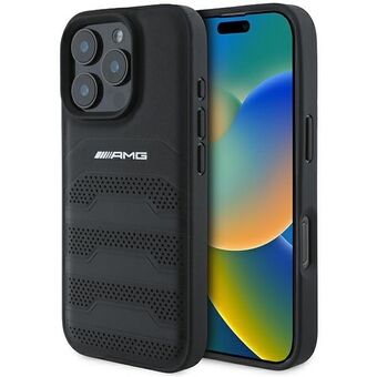 AMG AMHCP16XGSEBK iPhone 16 Pro Max 6.9" svart/black hardcase Lær Debossed Lines Svart Logo