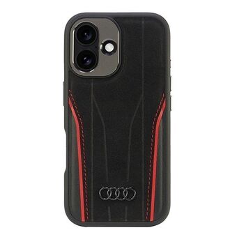 Audi Ekte Skinn MagSafe iPhone 16 6.1" svart-rød/svart-rød hardcase AU-TPUPCMIP16-R8/D3-RD