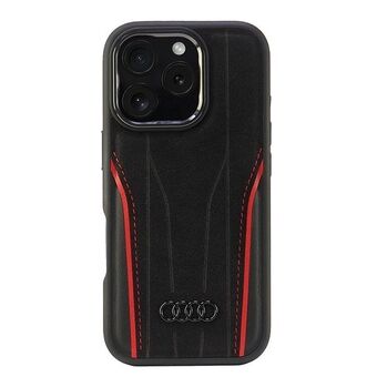 Audi Ekte Lær MagSafe iPhone 16 Pro 6.3" svart-rød/hardcase AU-TPUPCMIP16P-R8/D3-RD