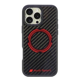 Audi Karbonfiber Sport Rød Sirkel MagSafe iPhone 16 Pro Max 6,9" svart/hardcase AUS-TPUPCMIP16PM-RSQ/D5-BK