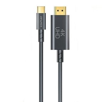 AWEI-kabel CL-212T USB-C til HDMI 4K 30Hz svart/svart