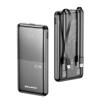 AWEI PowerBank P76K 10000mAh 22.5W svart Digital Display