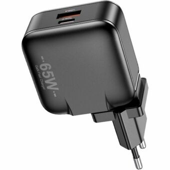 AWEI lad. nett. PD55-EU 65W USB + USB-C svart/black GaN