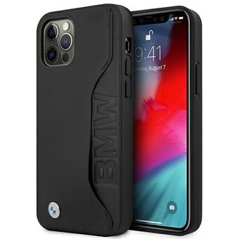 Etuiet BMW BMHCP12LRCSWK for iPhone 12 Pro Max 6,7", svart/sort hardcase i lær med signatur.