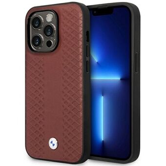 Veske BMW BMHMP14L22RFGR iPhone 14 Pro 6.1" Burgundy/burgunder skinn diamantmønster MagSafe