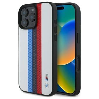 BMW BMHMP16X23PUPTH iPhone 16 Pro Max 6.9" hvit hardcase M Perf. Tricolor Printed Stripes MagSafe