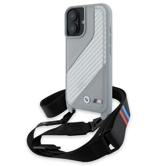 BMW BMHCP16S23PSCCG iPhone 16 6,1"        grå/grey hardcase M Edition Carbon Stripe & Strap