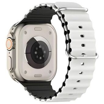 Beline armbånd til Apple Watch Silicone Waves 42/44/45/49mm hvit-svart boks