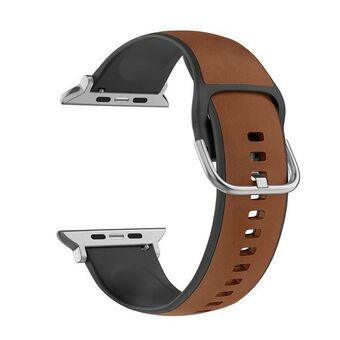 Beline armbånd til Apple Watch i silikonlær, 42/44/45/49 mm, brunsvart/brown-black boks.