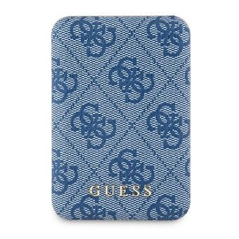 Guess Powerbank induksjon 15W GUPB5FP4EMGB 5000mAh blå/blue 4G Leather Metal Logo MagSafe