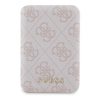 Guess Powerbank induksjon 15W GUPB5FP4EMGP 5000mAh rosa/pink 4G Lær Metall Logo MagSafe