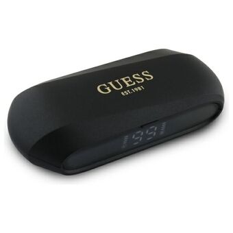 Guess Bluetooth-hodetelefoner GUTWSC2MCDSK TWS + dokkingstasjon svart/sort Elongated Metallic Printed Logo