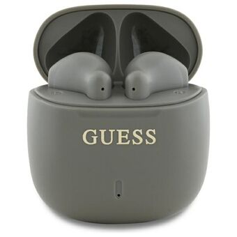 Guess Bluetooth-hodetelefoner GUTWSJ14ESGE TWS + dokkingstasjon taupe Printed Classic Logo