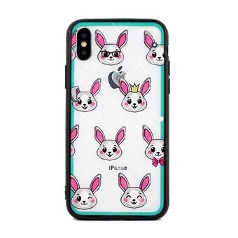 Hearts iPhone X / Xs-dekseldesign 2 klar (kaniner)