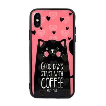 Hearts iPhone X / Xs deksel design 6 (katt rosa)