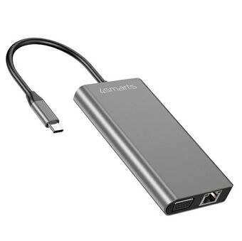 4smarts HUB 8w1 DeX Mode 2xUSB-A 3.0/USB-C/HDMI/SD/VGA/Ethernet/Jack 3.5mm grå 458723