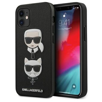 Karl Lagerfeld KLHCP12SSAKICKCBK iPhone 12 mini 5,4" svart hardcase Saffiano Ikonik Karl & Choupette Head