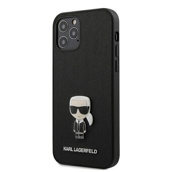 Karl Lagerfeld KLHCP12MIKMSBK iPhone 12 /12 Pro 6,1" svart/sort hardcase Saffiano Ikonik Metal