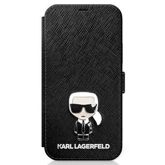 Karl Lagerfeld KLFLBKP12LIKMSBK iPhone 12 Pro Max 6,7" svart/black bok Saffiano Ikonik Metal