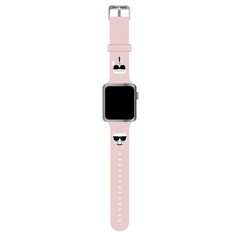 Karl Lagerfeld Pasek KLAWMSLCKP Apple Watch 38/40/41mm rosa stropp i silikon Karl & Choupette Heads