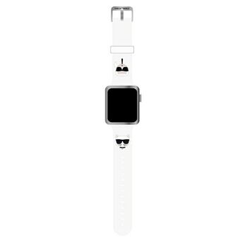 Karl Lagerfeld Stropp KLAWMSLCKW for Apple Watch 38/40/41mm hvit/hvit rem Silikon Karl & Choupette Hoder