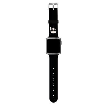 Karl Lagerfeld Pasek KLAWMSLKK Apple Watch 38/40/41mm svart/svart stropp Silikon Karl Heads