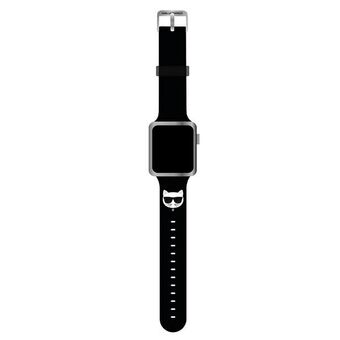 Karl Lagerfeld Pasek KLAWMSLCK Apple Watch 38/40/41mm svart/svart reim Silikon Choupette Heads