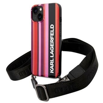 Karl Lagerfeld KLHCP14MSTSTP iPhone 14 Plus / 15 Plus 6,7" hardcase rosa/pink Fargede Striper Stropp