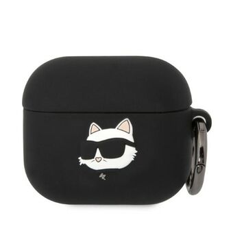 Karl Lagerfeld KLA3RUNCHK AirPods 3-deksel czarny/svart silikon Choupette-hode 3D