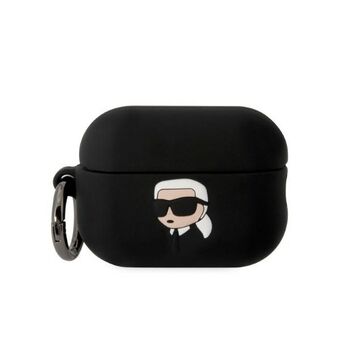 Karl Lagerfeld KLAP2RUNIKK AirPods Pro 2 (2022/2023) deksel, czarny/svart silikon, Karl-hode i 3D